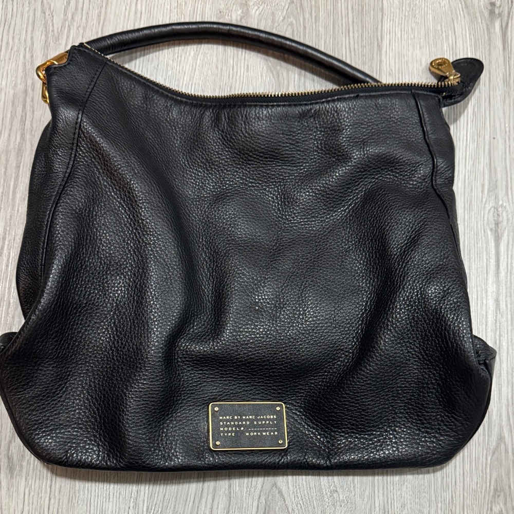 Marc by Marc Jacobs Black Hobo Bag with Gold Accents
